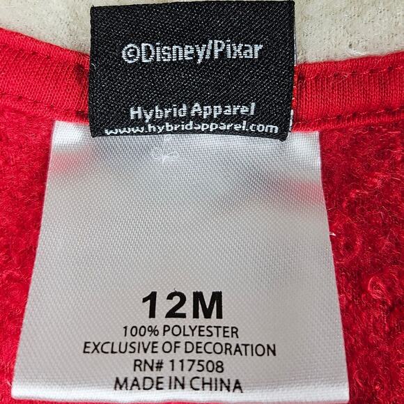 DISNEY PIXAR HYBRID APPAREL LIGHNING MCQUEEN BUTTON-UP HOODIE SWEATER SIZE 12M - Picture 9 of 10